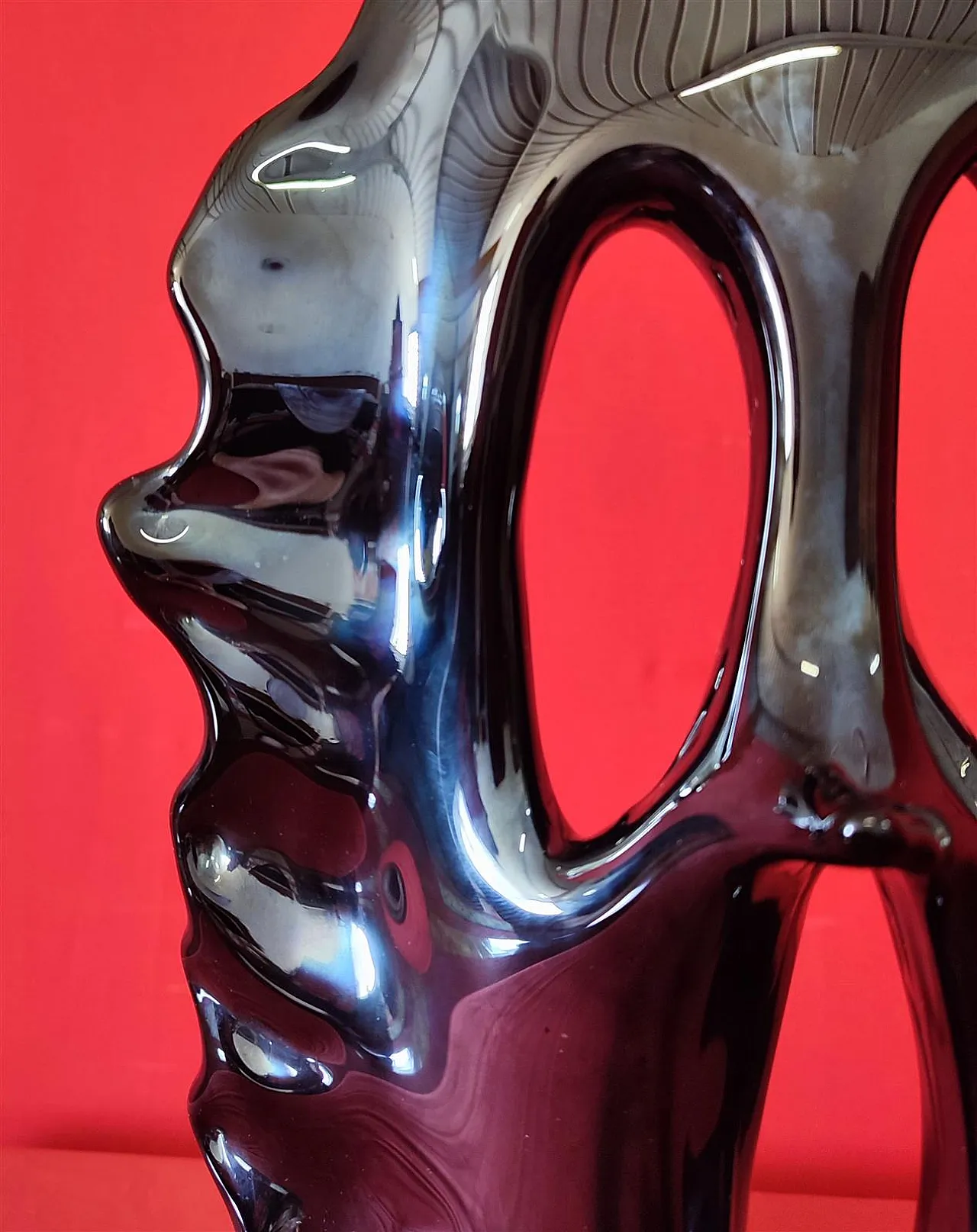 Iridescent black glass sculpture by Sergio Costantini, 20th century 8