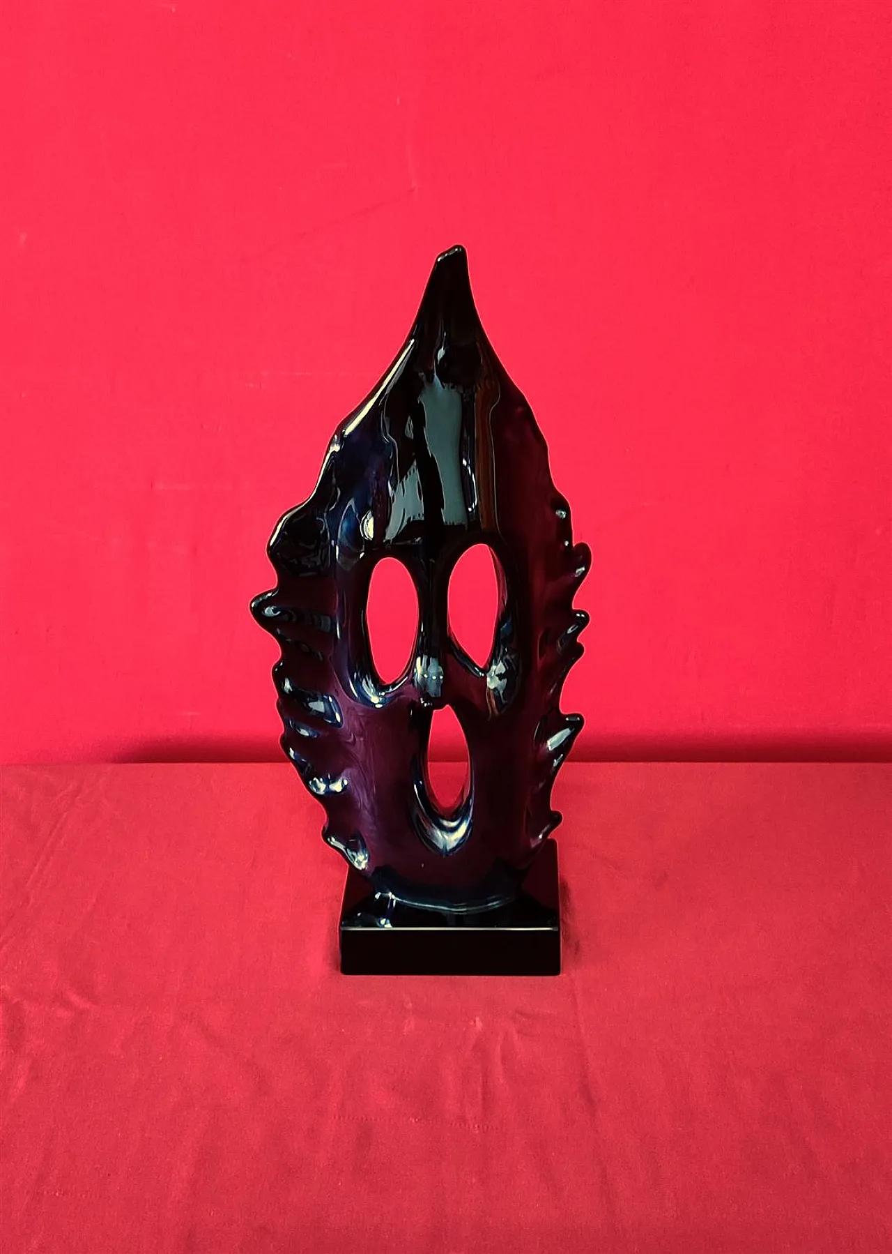 Iridescent black glass sculpture by Sergio Costantini, 20th century 10