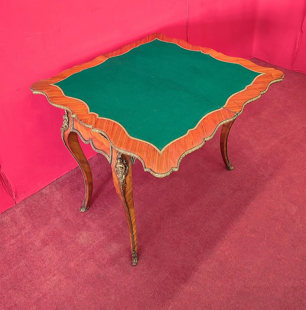 Cherry game table with bronzes, 19th century 7