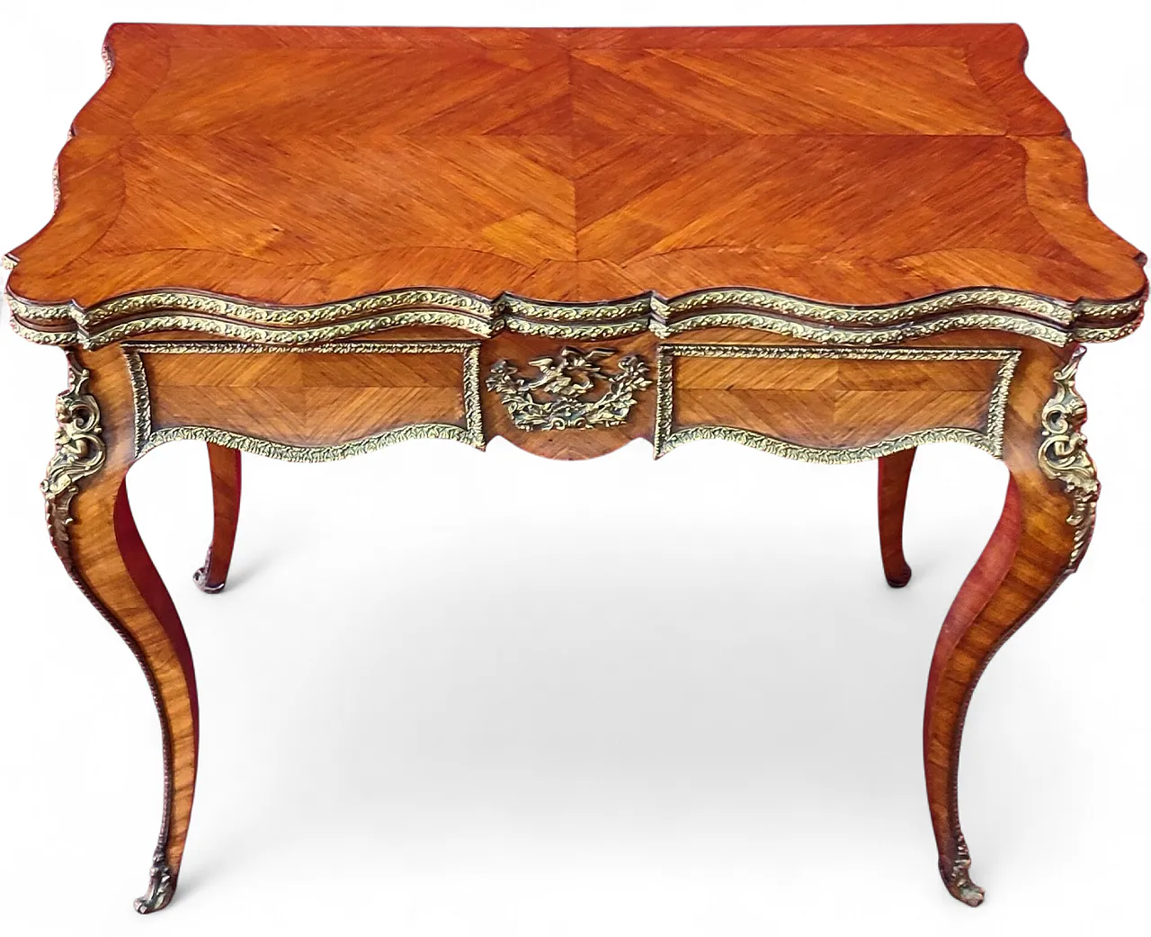 Cherry game table with bronzes, 19th century 11
