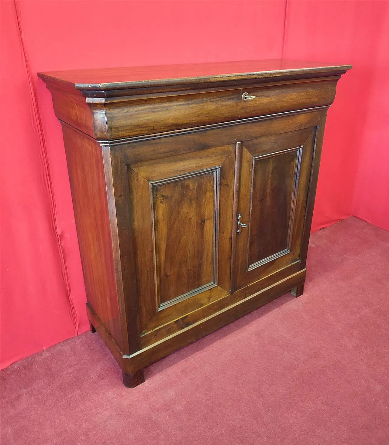 High two-door walnut sideboard, 19th century 1