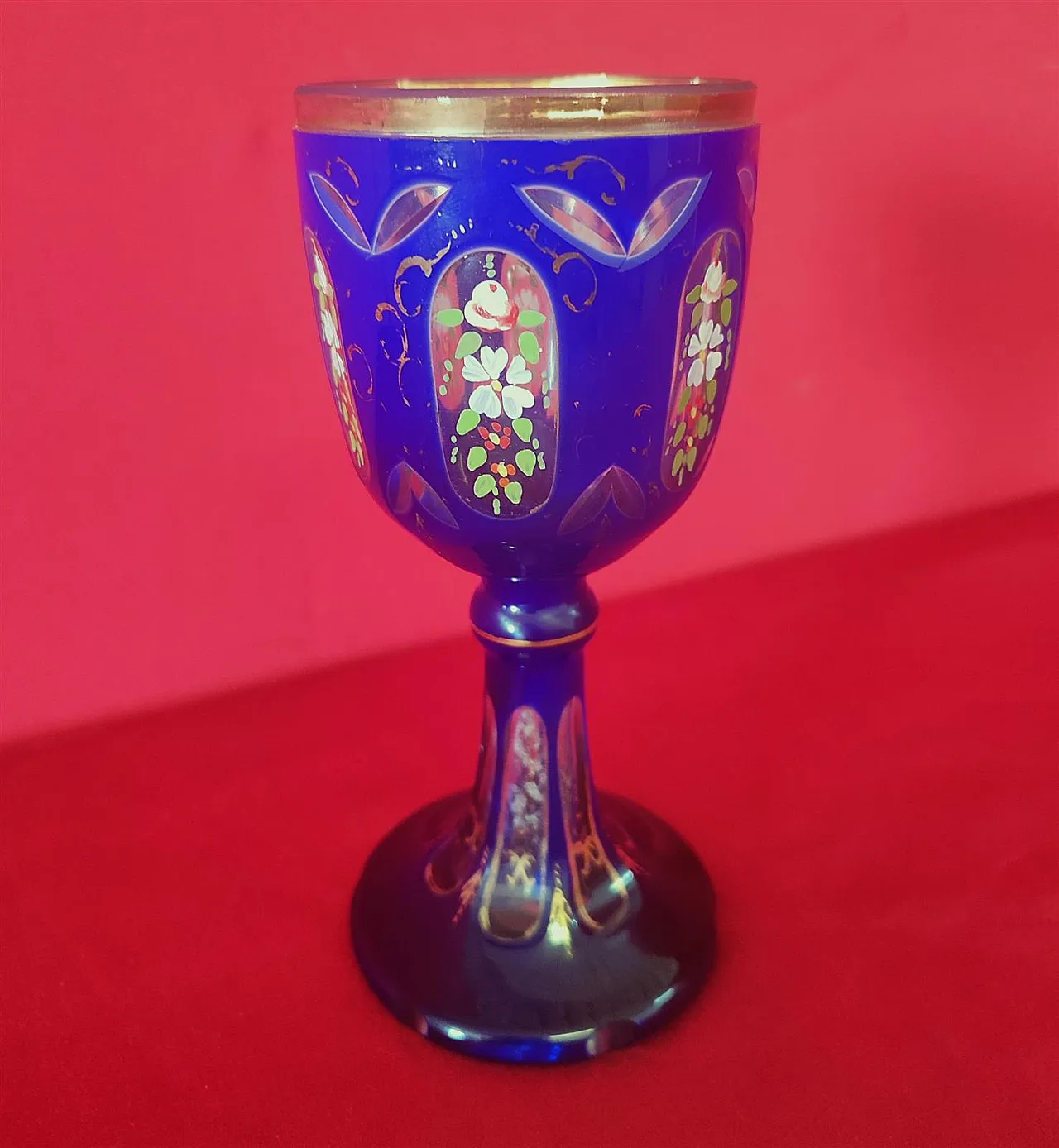 Ground blue glass ceremonial chalice, 20th century 1