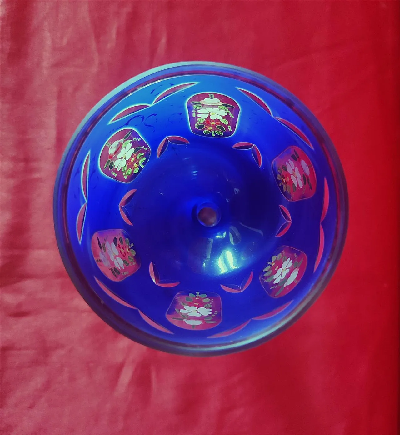 Ground blue glass ceremonial chalice, 20th century 3