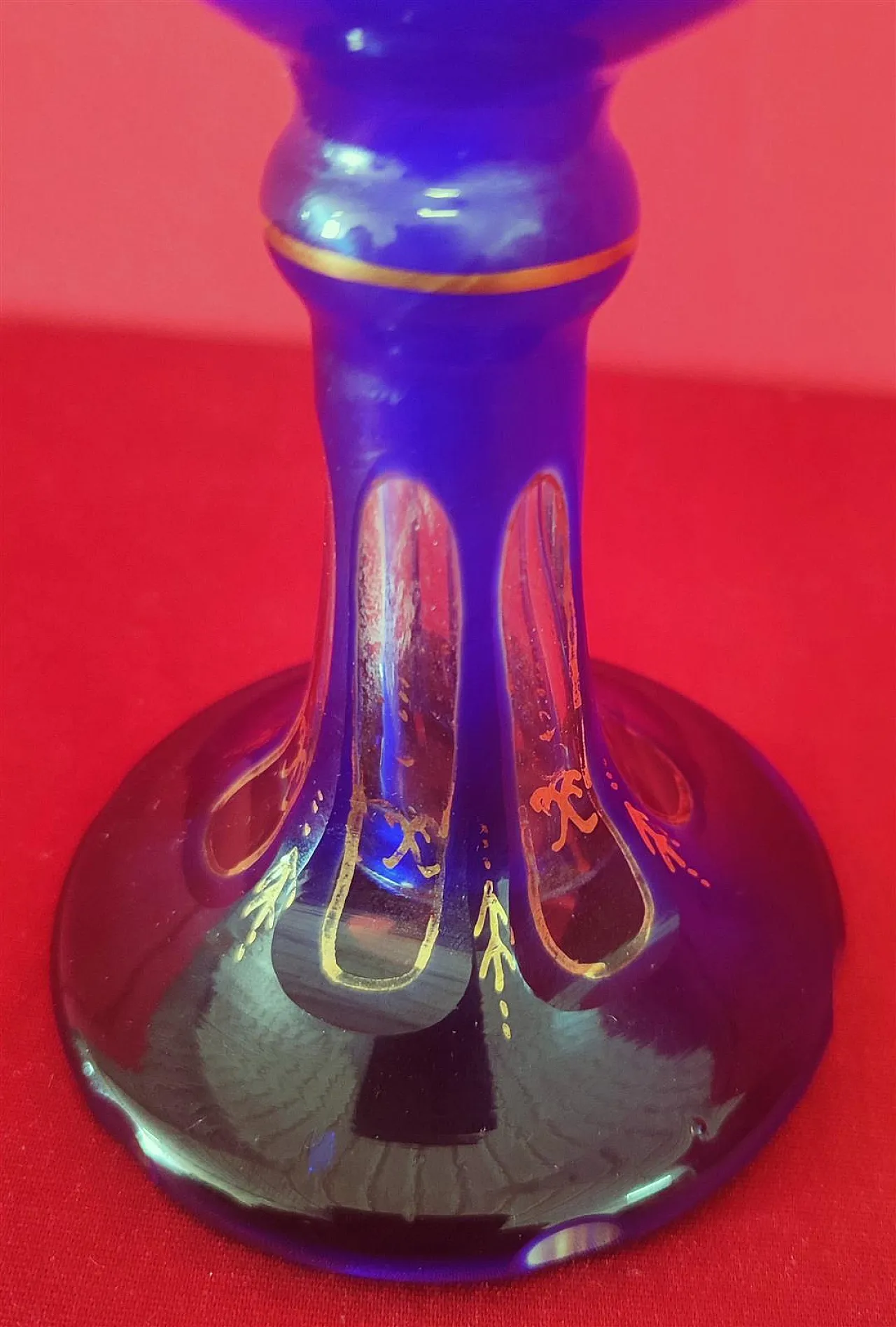 Ground blue glass ceremonial chalice, 20th century 4