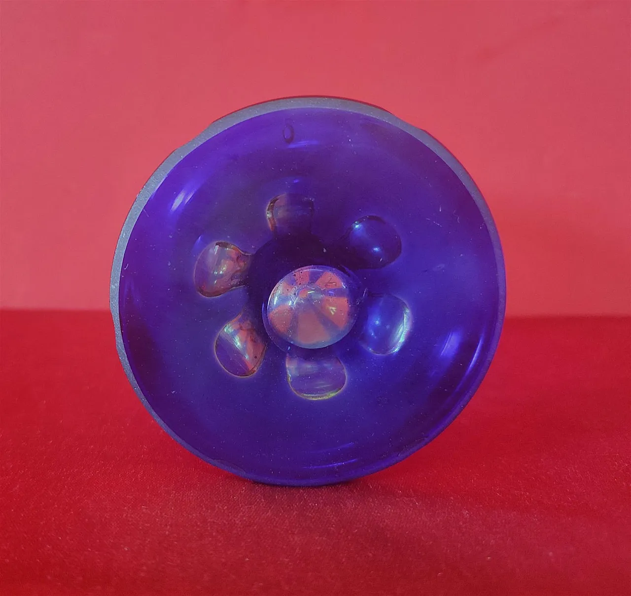 Ground blue glass ceremonial chalice, 20th century 5