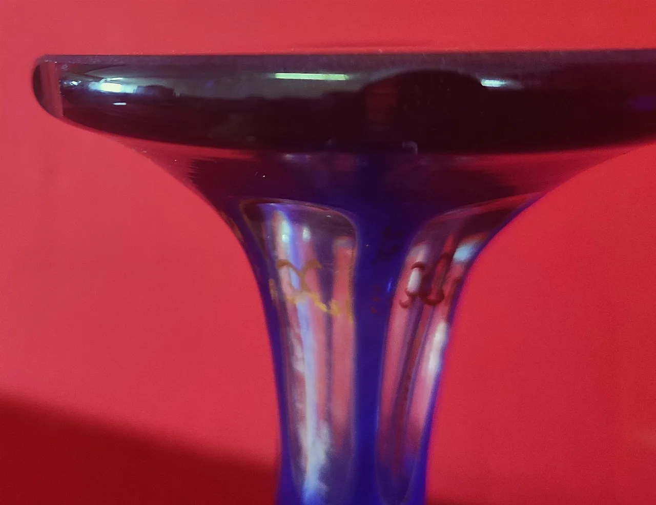 Ground blue glass ceremonial chalice, 20th century 6
