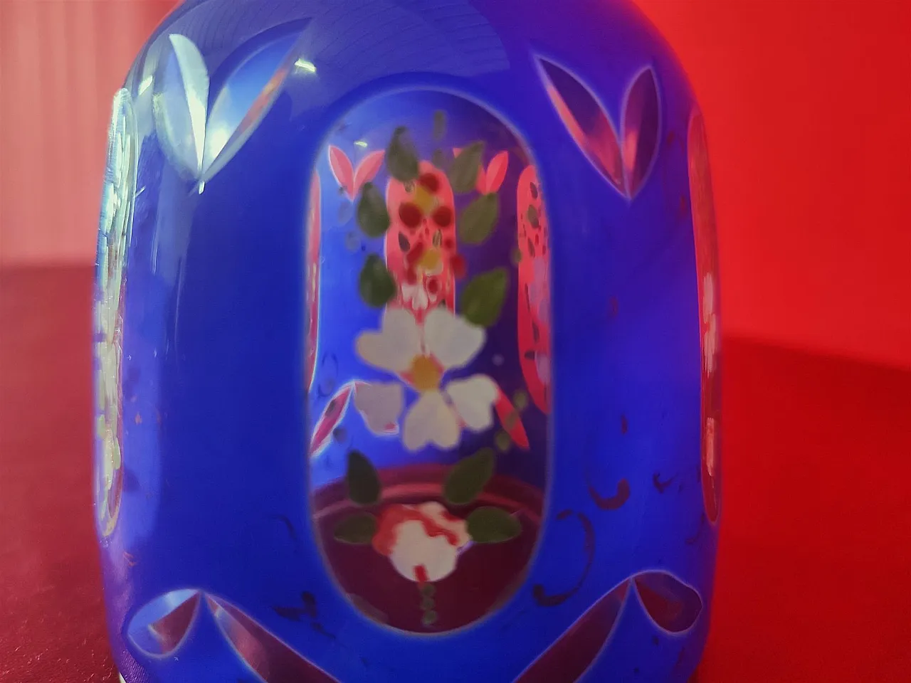 Ground blue glass ceremonial chalice, 20th century 7