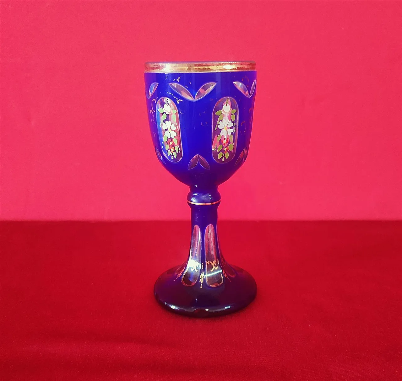 Ground blue glass ceremonial chalice, 20th century 10