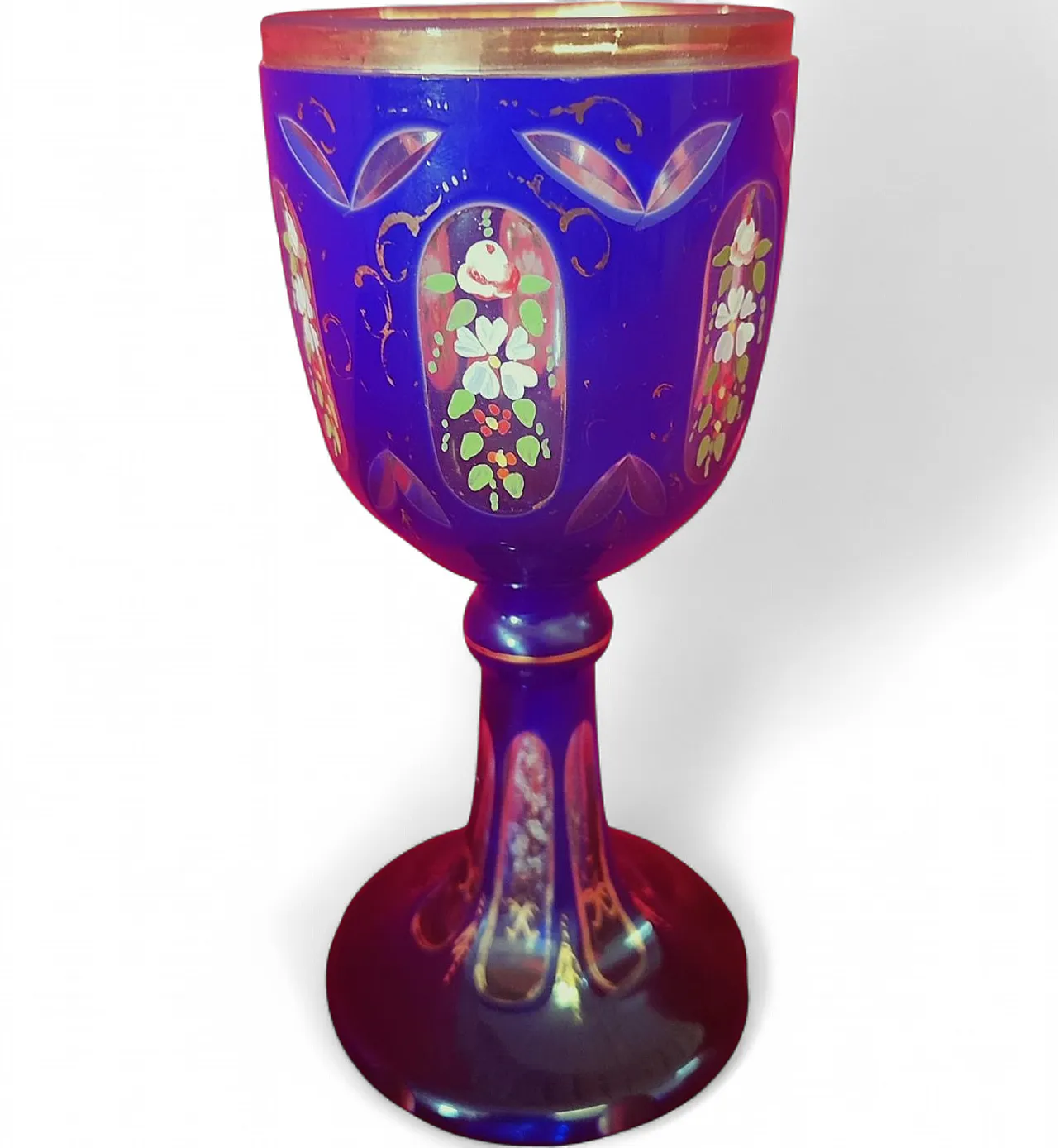 Ground blue glass ceremonial chalice, 20th century 11
