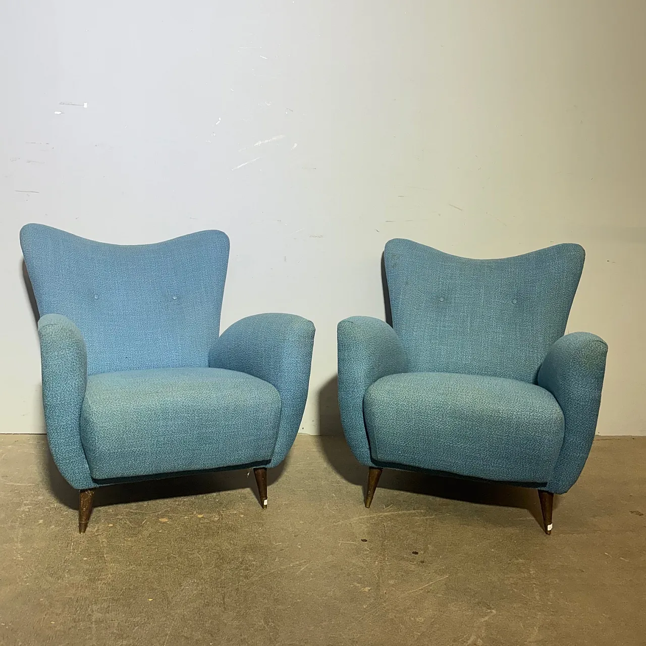 Pair of mid century blue armchairs by Isa Bergamo, 1950s 3