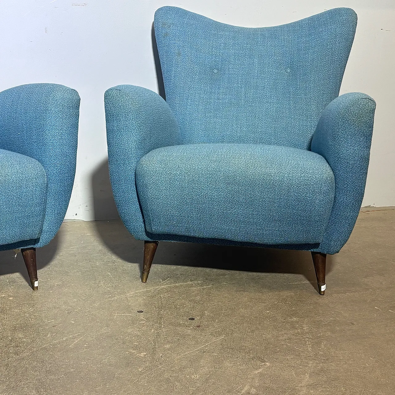 Pair of mid century blue armchairs by Isa Bergamo, 1950s 5