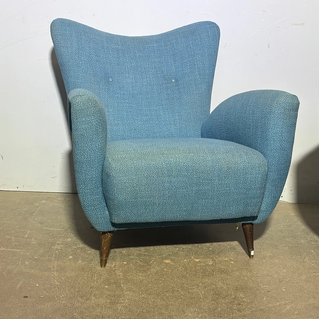 Pair of mid century blue armchairs by Isa Bergamo, 1950s 6