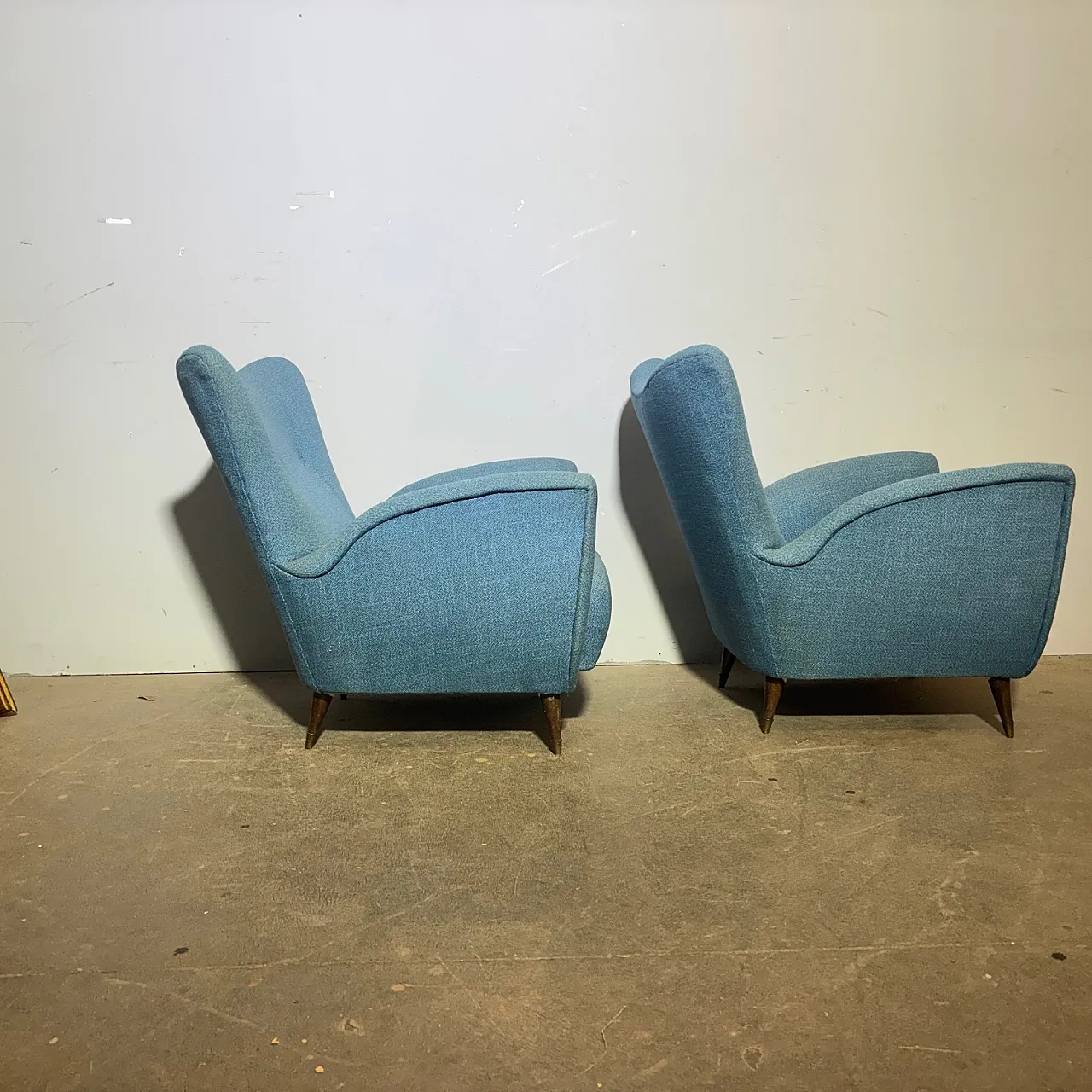 Pair of mid century blue armchairs by Isa Bergamo, 1950s 9