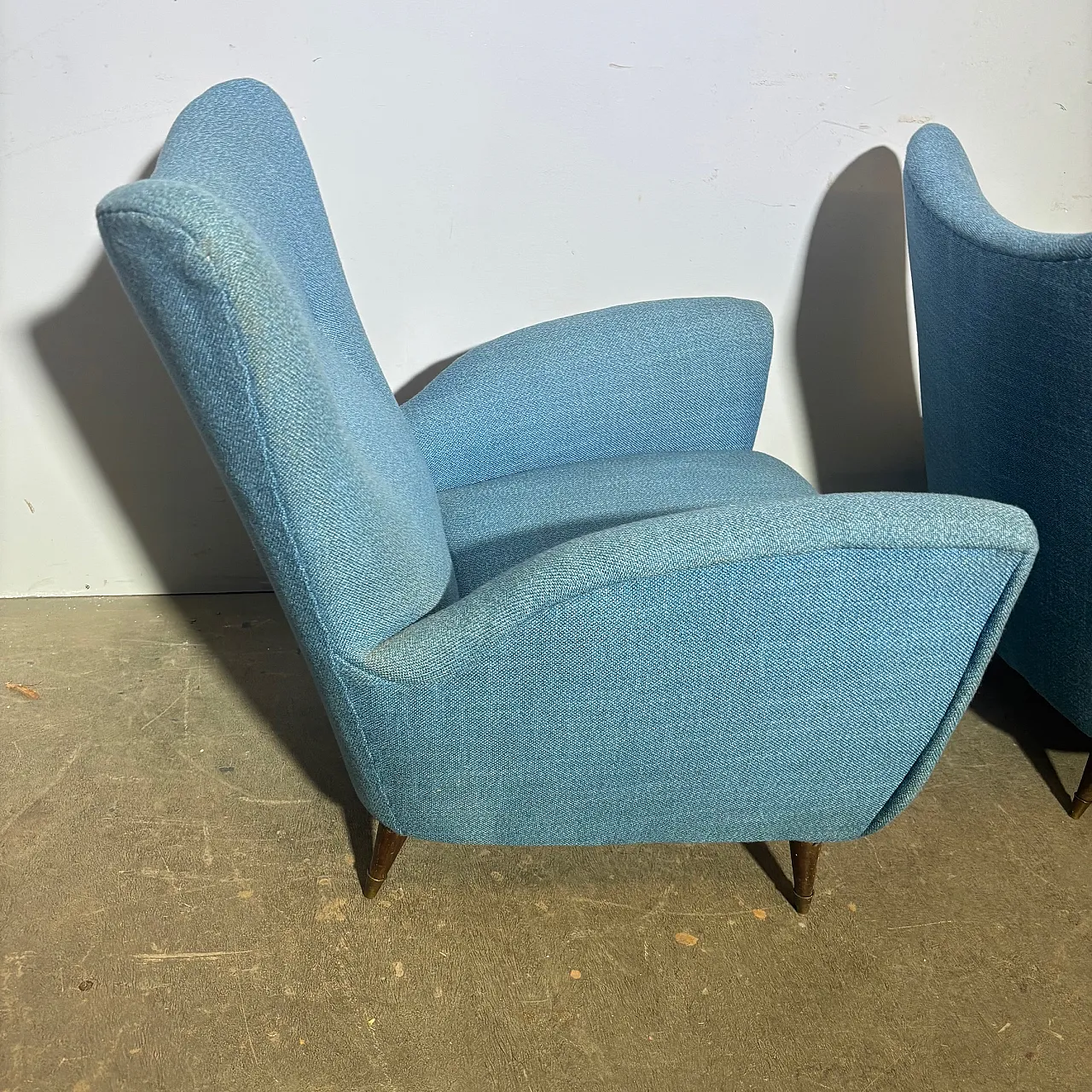 Pair of mid century blue armchairs by Isa Bergamo, 1950s 10