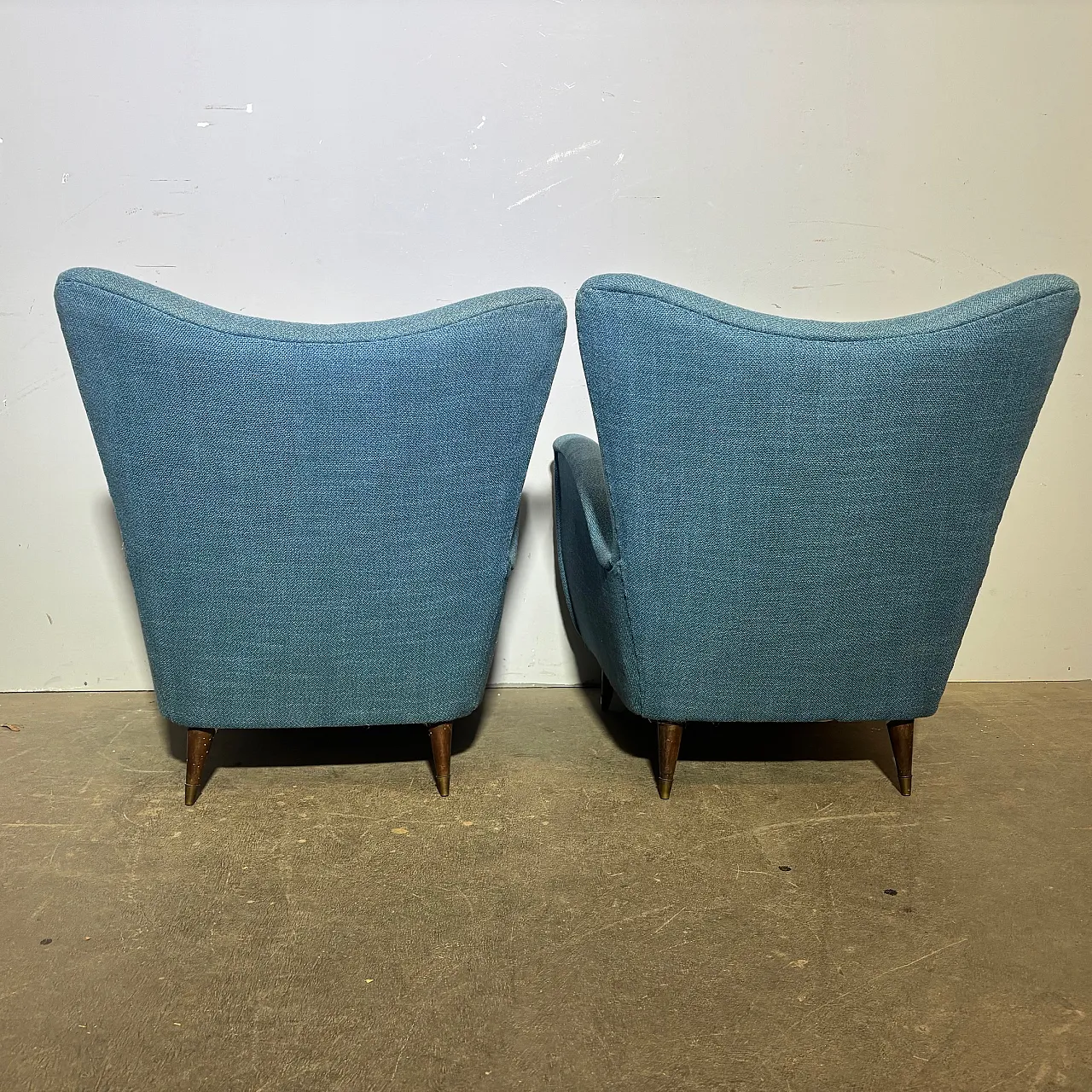 Pair of mid century blue armchairs by Isa Bergamo, 1950s 11