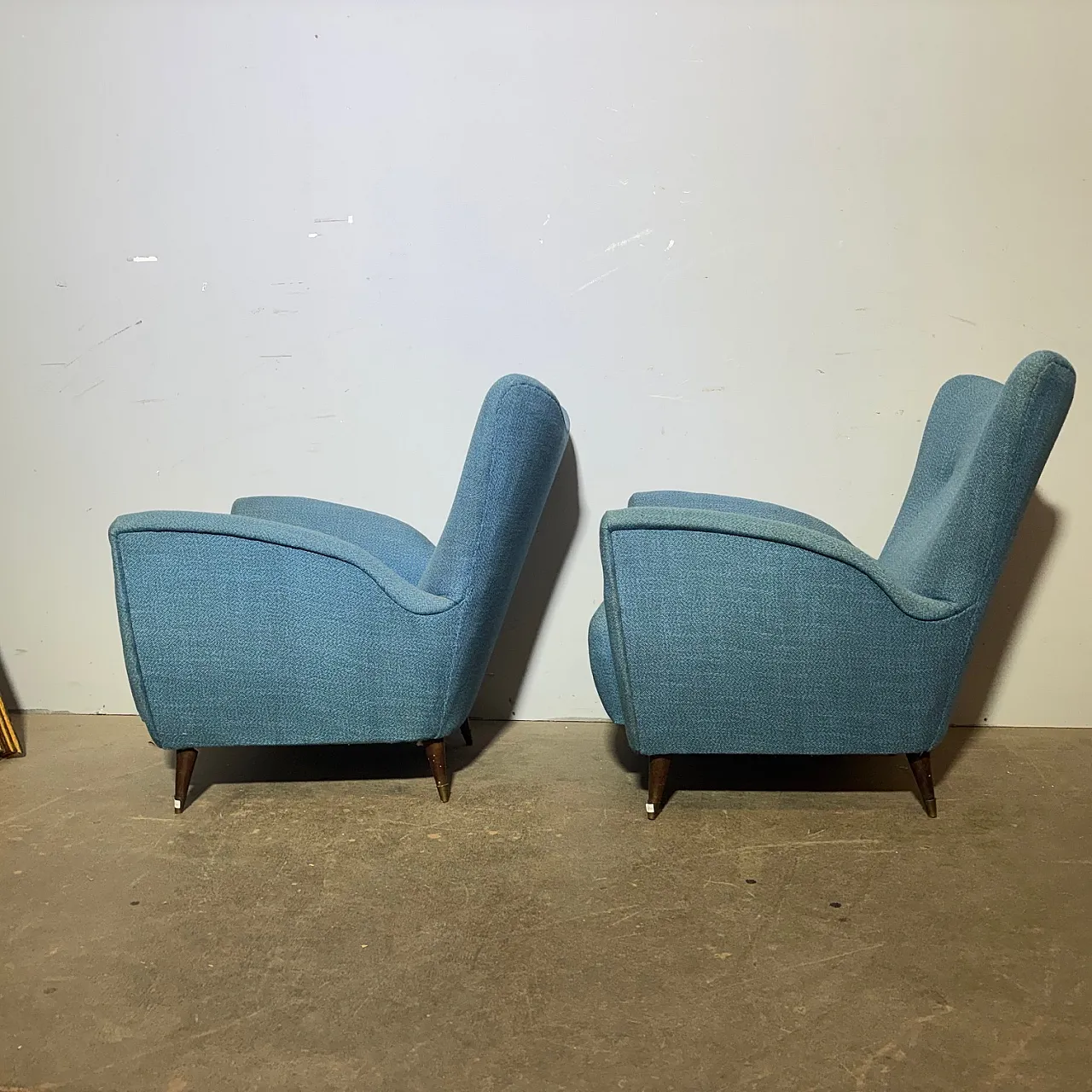 Pair of mid century blue armchairs by Isa Bergamo, 1950s 12