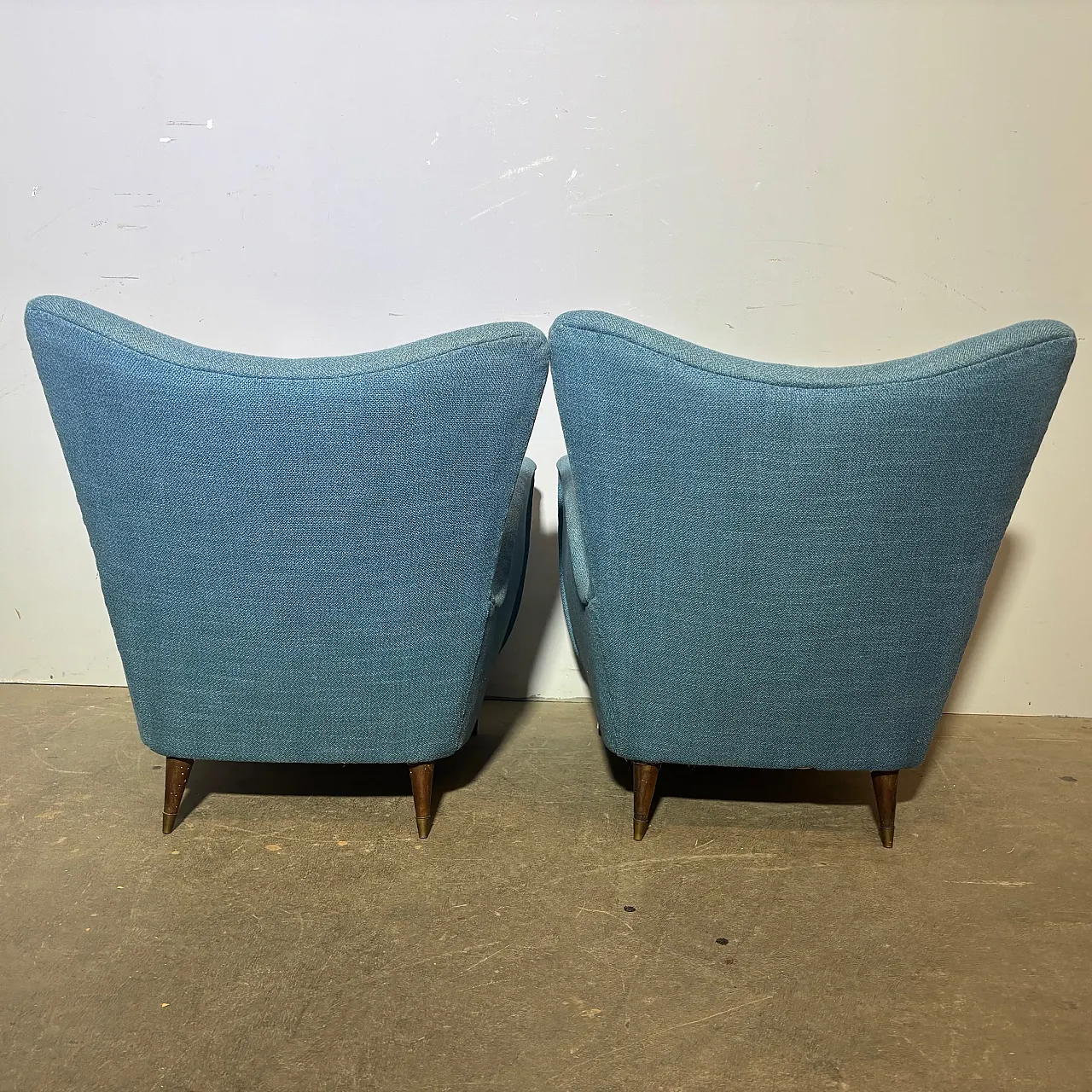Pair of mid century blue armchairs by Isa Bergamo, 1950s 13