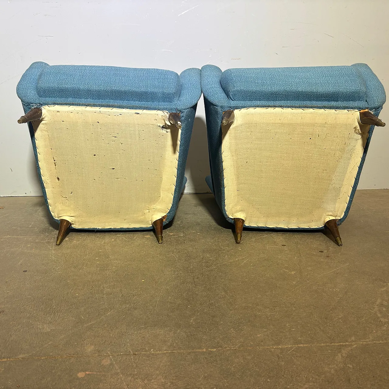 Pair of mid century blue armchairs by Isa Bergamo, 1950s 14