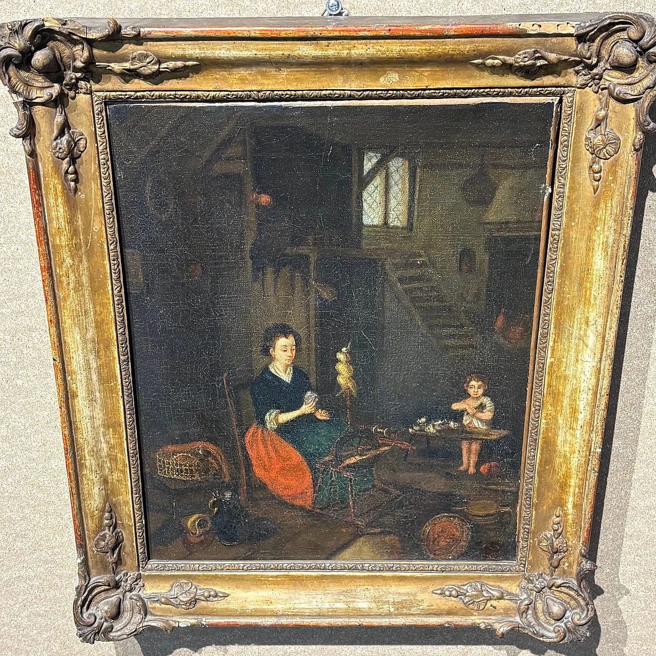 Dipinto scena d’interno, '700 2