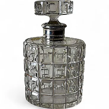 Crystal decanter, 925 silver collar by Cacchione Milano, 20th century