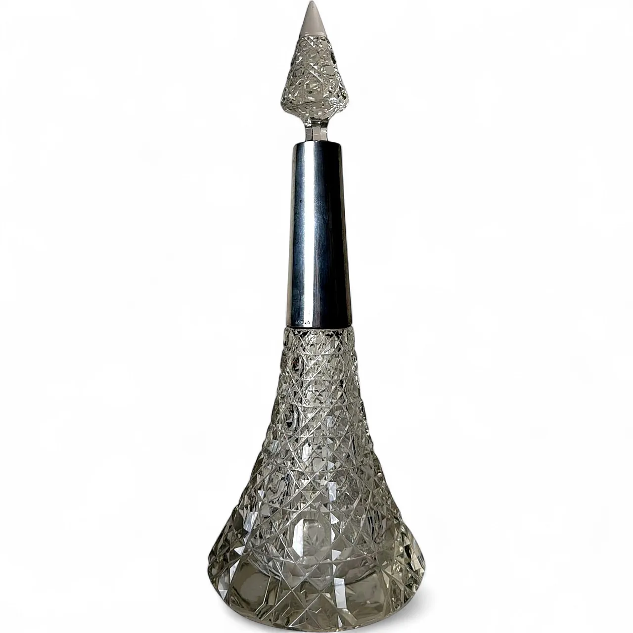 Biedermeier crystal perfume bottle with sterling silver, 19th century 20