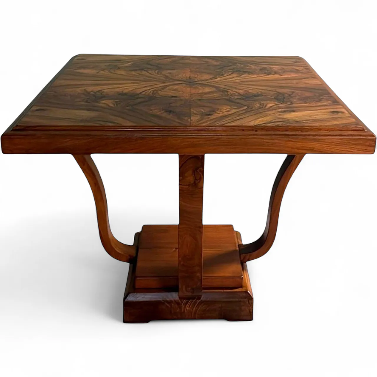 Art Deco square coffee table with dual-tier base, 19th century 20