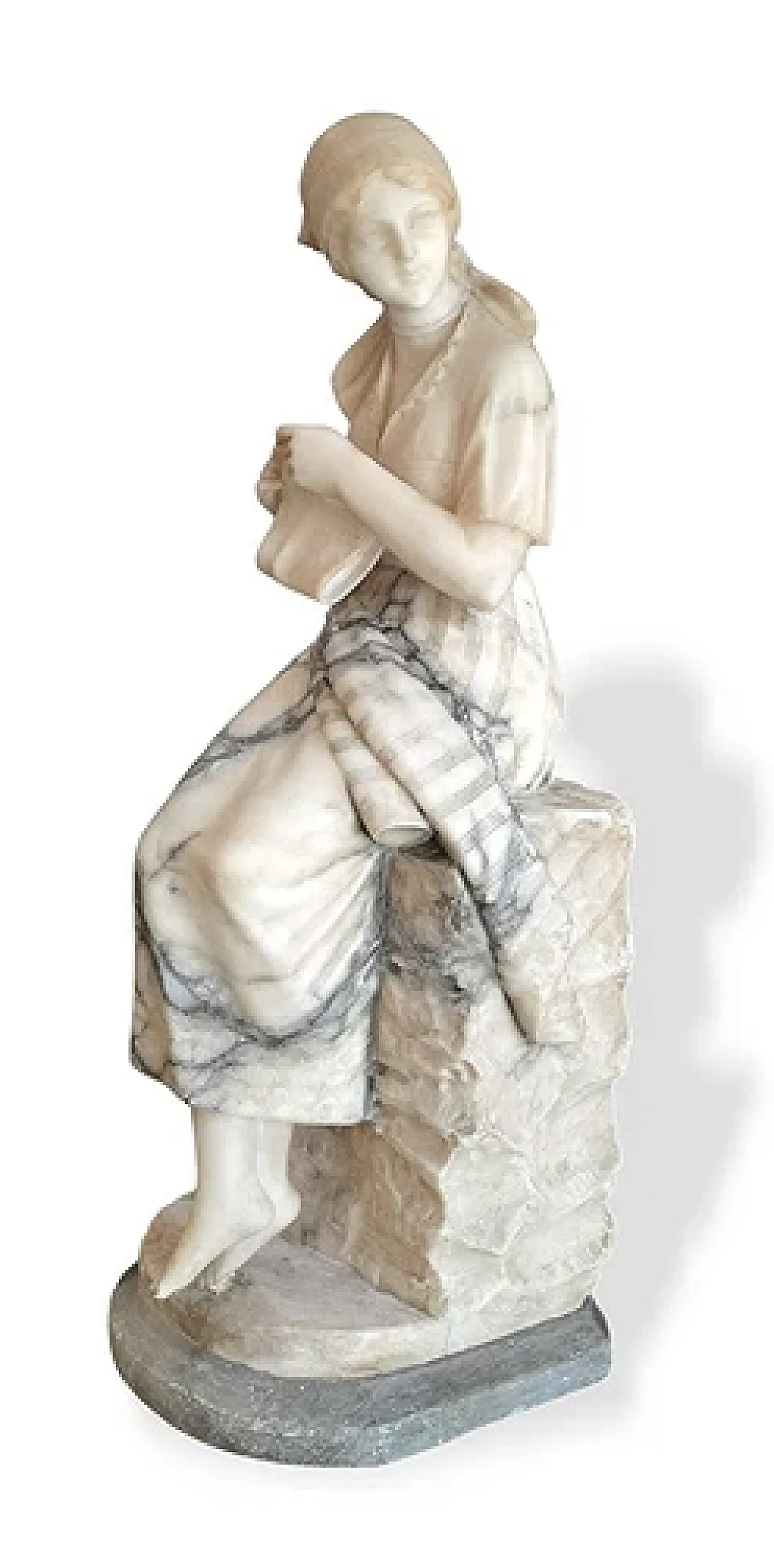 Young boxing embroiderer, alabaster sculpture, early 20th century 1