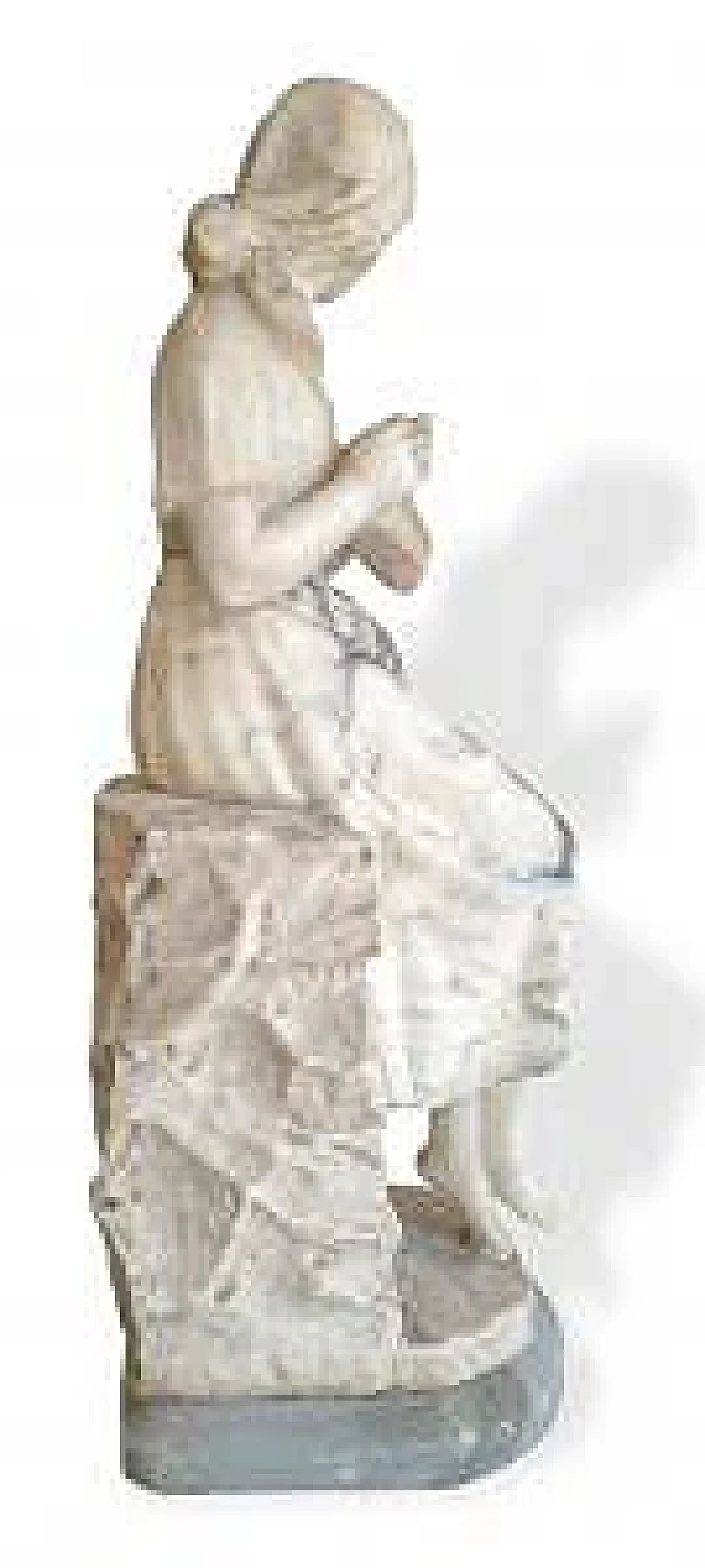 Young boxing embroiderer, alabaster sculpture, early 20th century 3