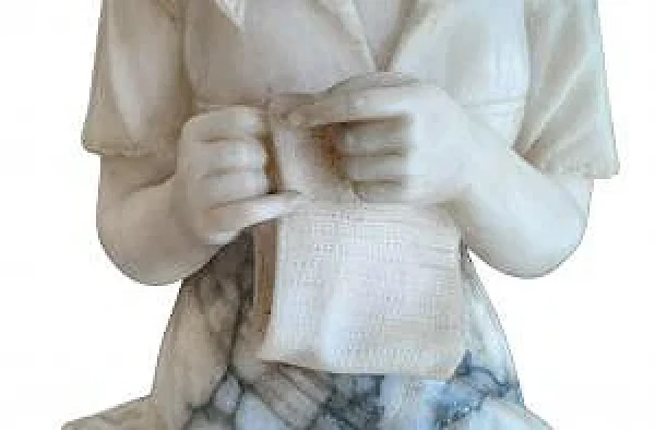 Young boxing embroiderer, alabaster sculpture, early 20th century 6