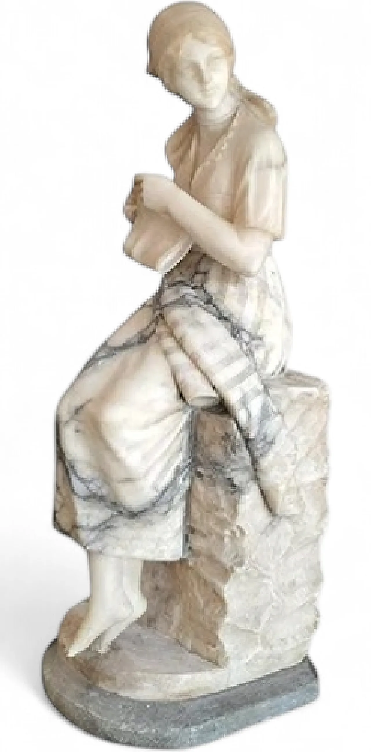 Young boxing embroiderer, alabaster sculpture, early 20th century 11