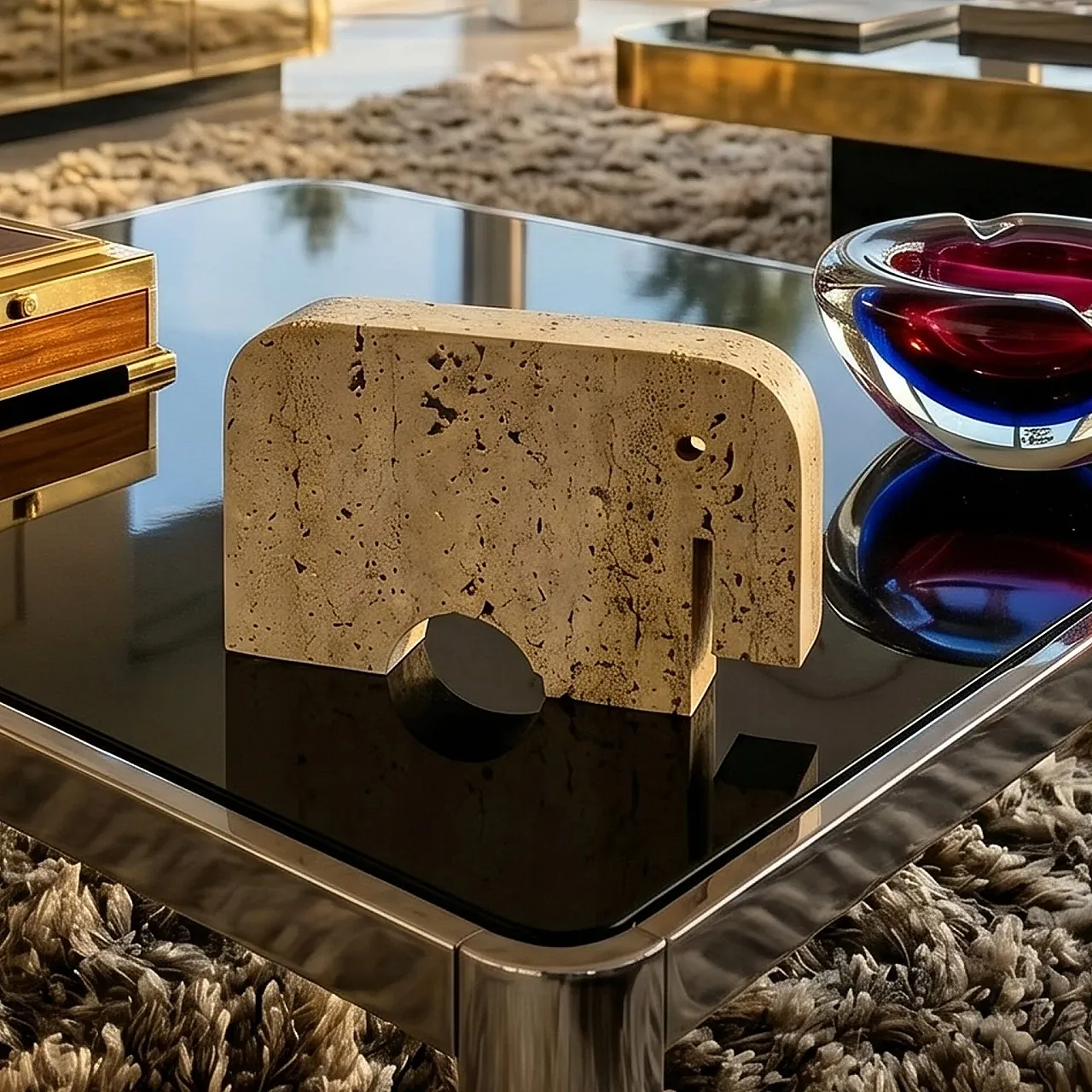 Elefante in travertino di Enzo Mari per F.lli Mannelli, anni '70 2