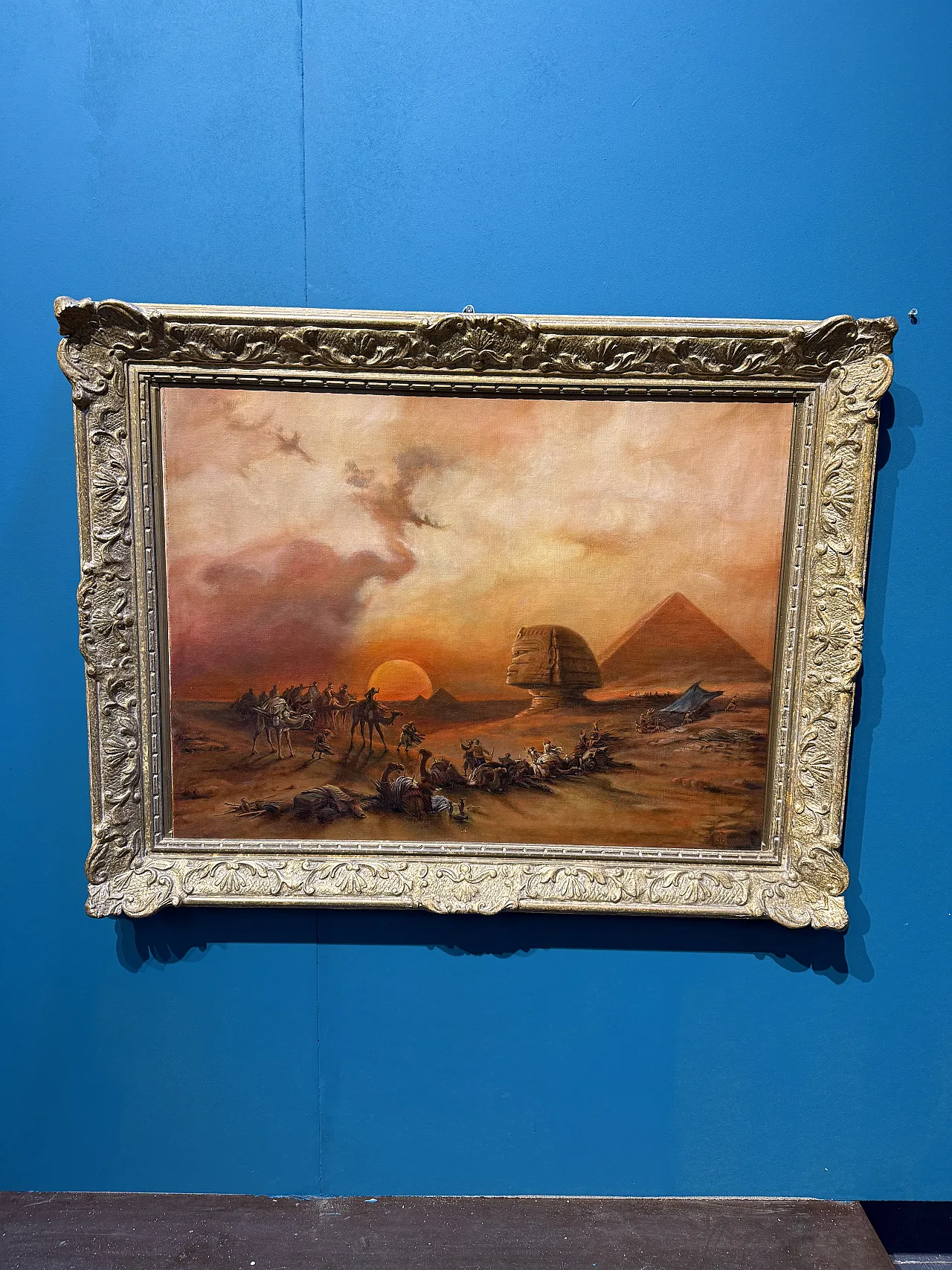 Oil painting on canvas Pyramids and characters orientalist landscape 1
