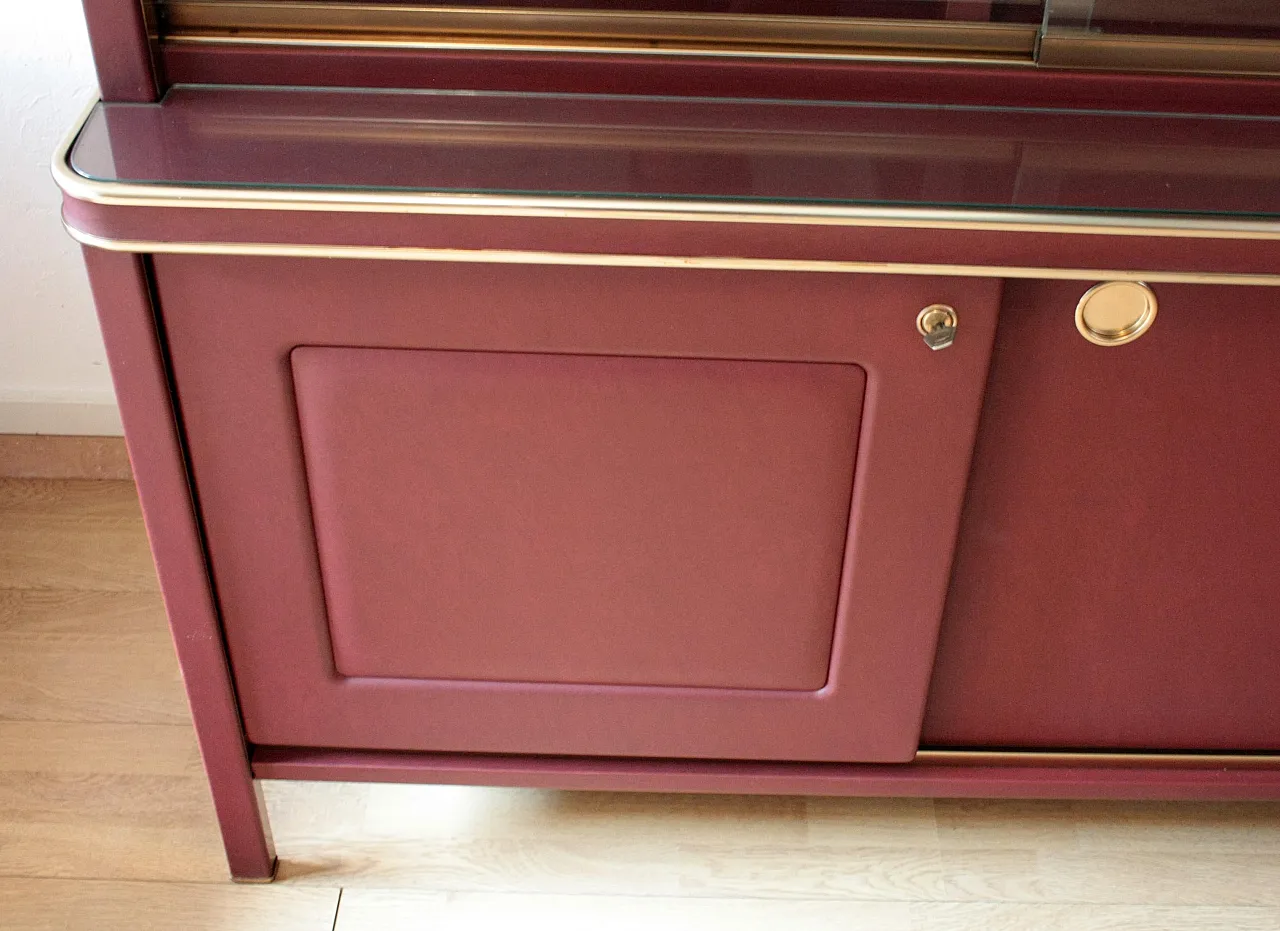 Double-body sideboard in burgundy leather by Umberto Mascagni, 1950s 11