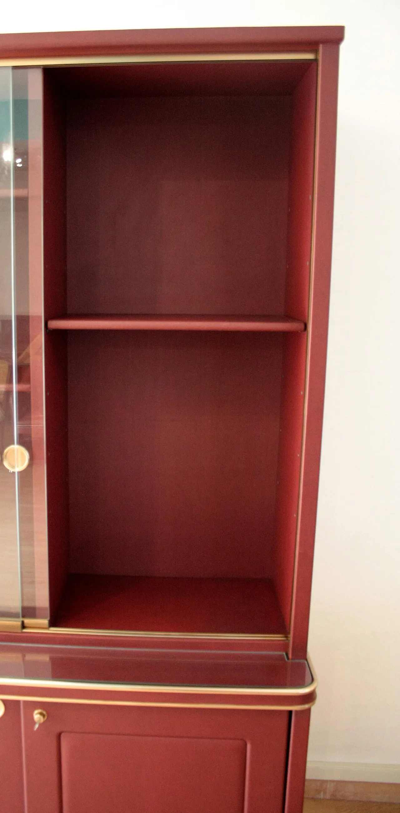 Double-body sideboard in burgundy leather by Umberto Mascagni, 1950s 13