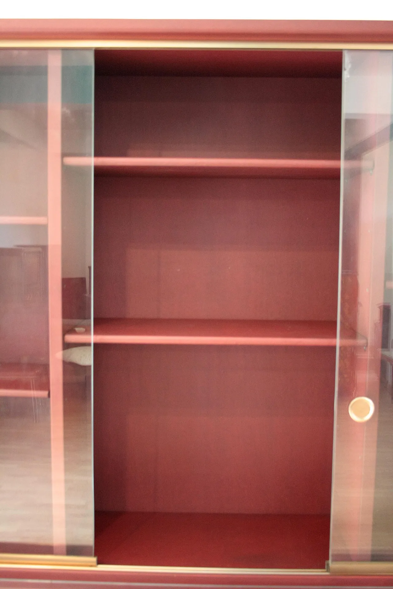 Double-body sideboard in burgundy leather by Umberto Mascagni, 1950s 14