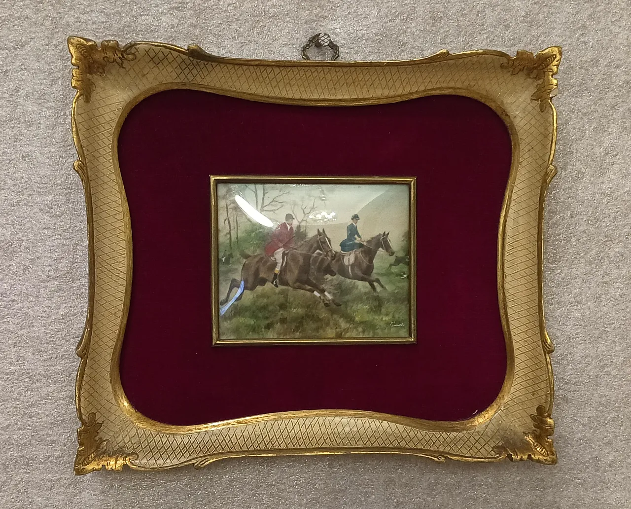 Miniature Hunting Scene, oil on canvas, 19th century 3