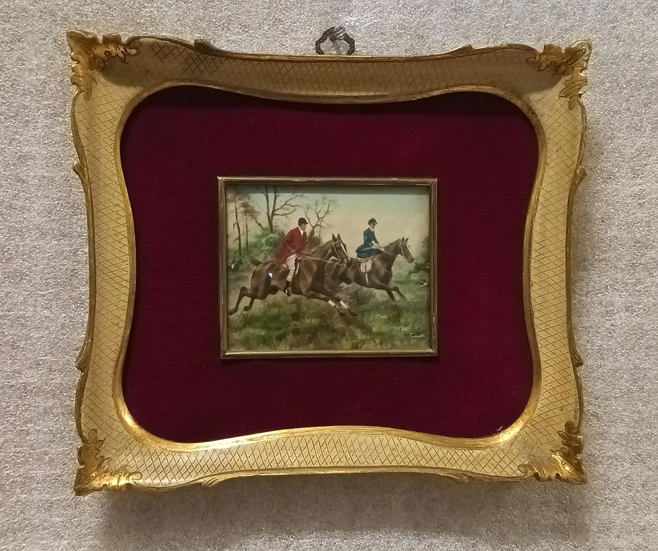 Miniature Hunting Scene, oil on canvas, 19th century 4