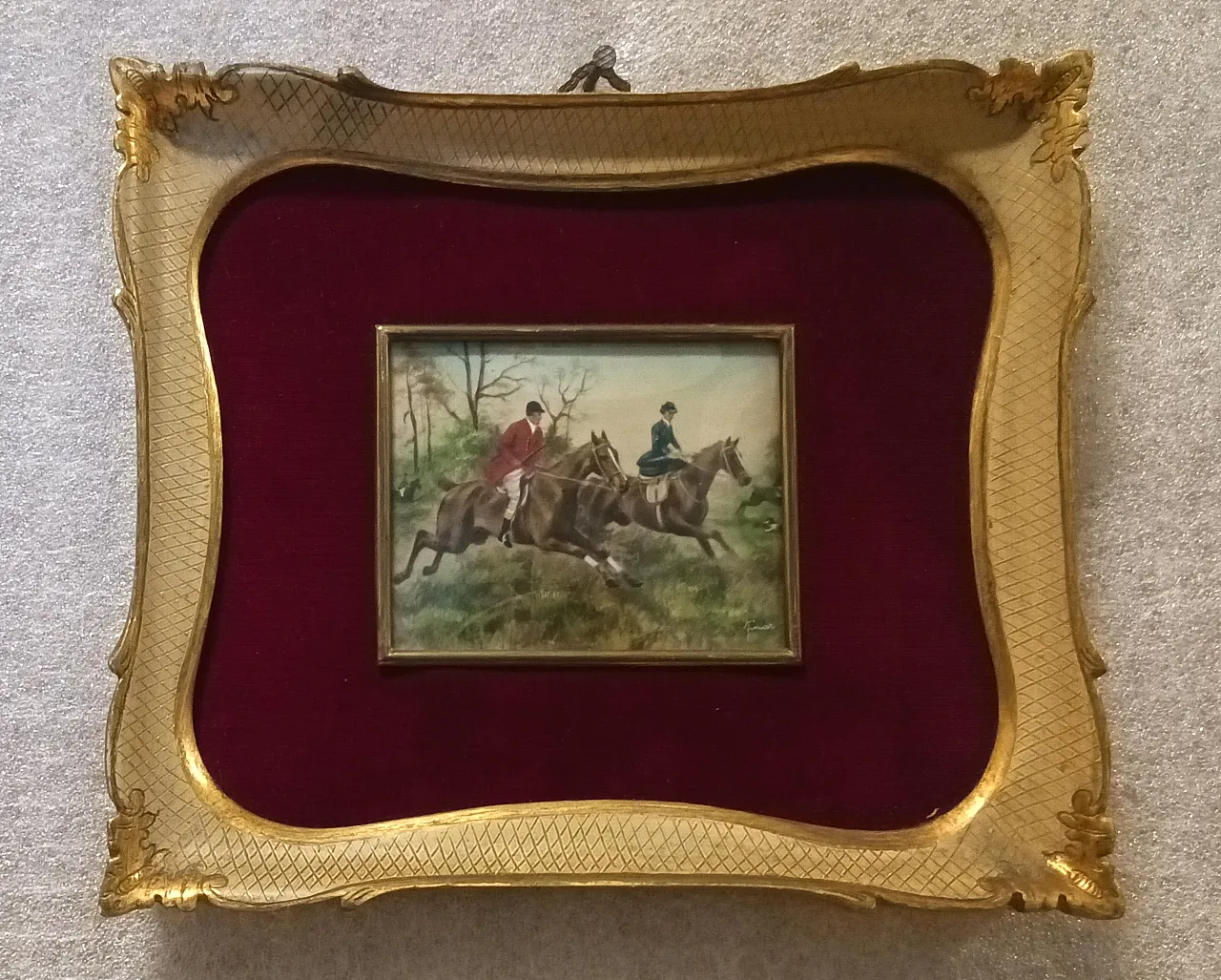 Miniature Hunting Scene, oil on canvas, 19th century 5