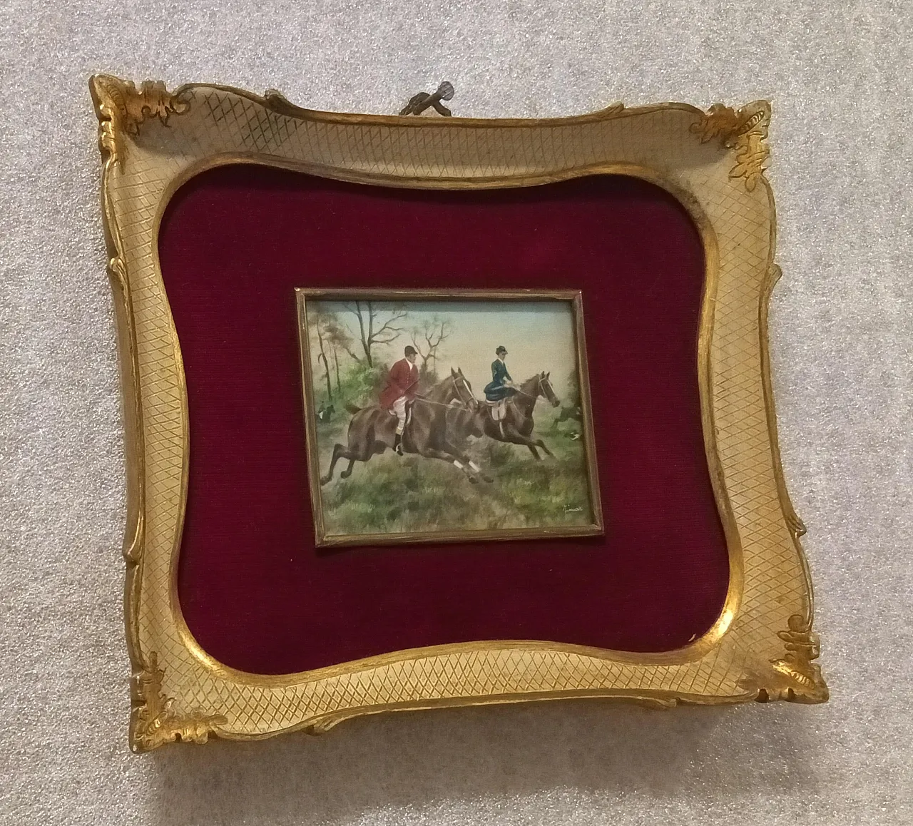 Miniature Hunting Scene, oil on canvas, 19th century 6