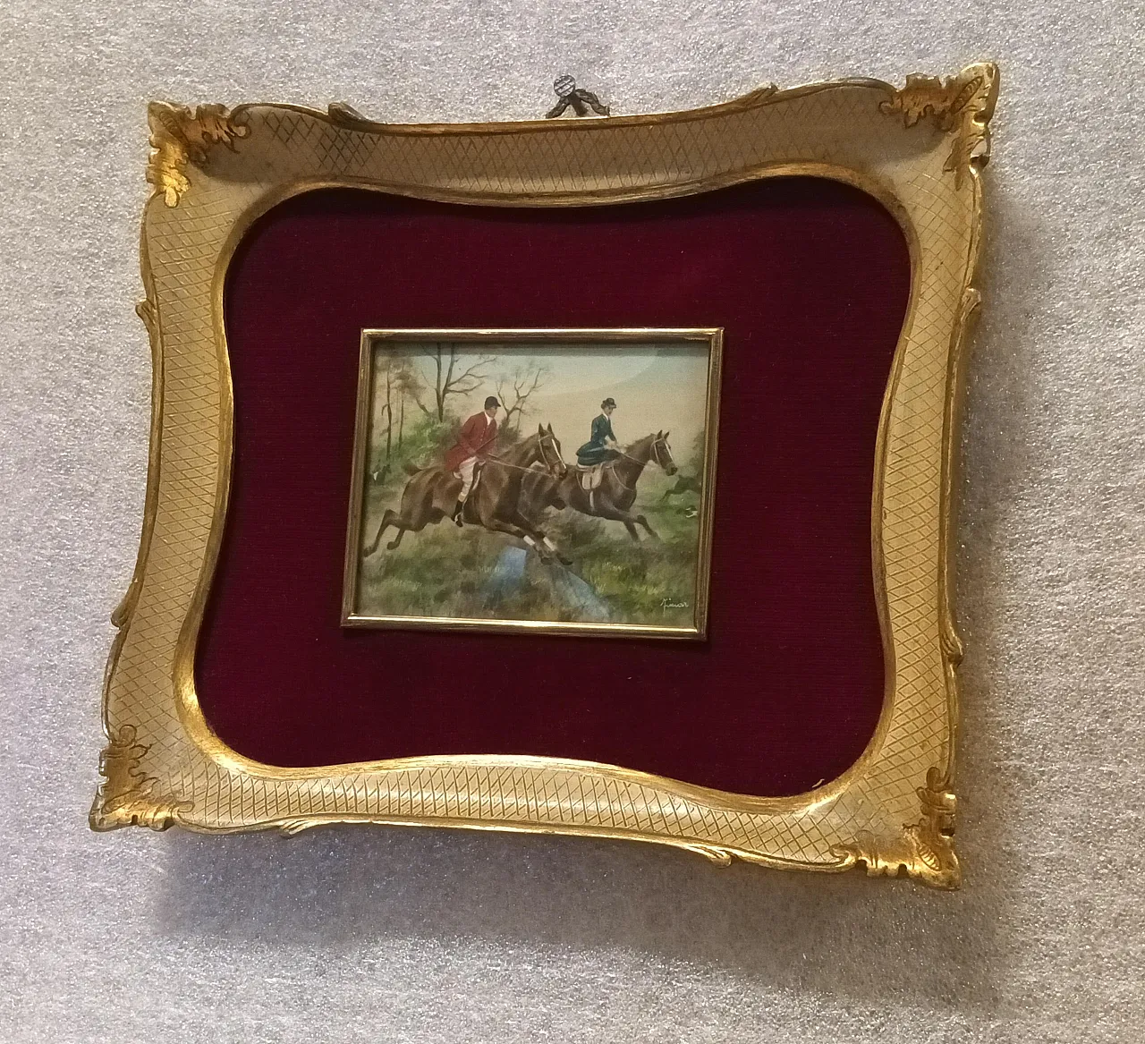 Miniature Hunting Scene, oil on canvas, 19th century 7