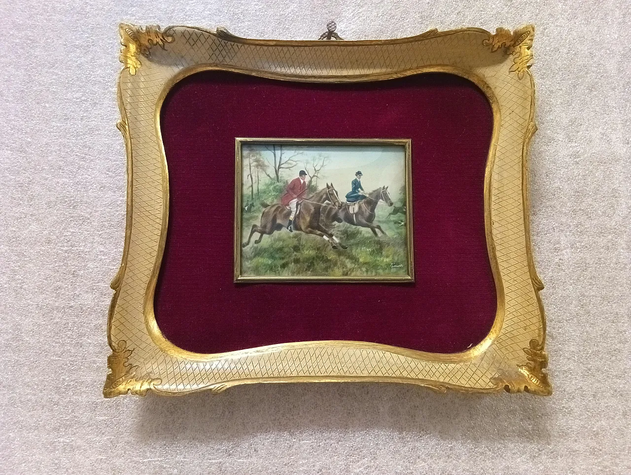 Miniature Hunting Scene, oil on canvas, 19th century 8