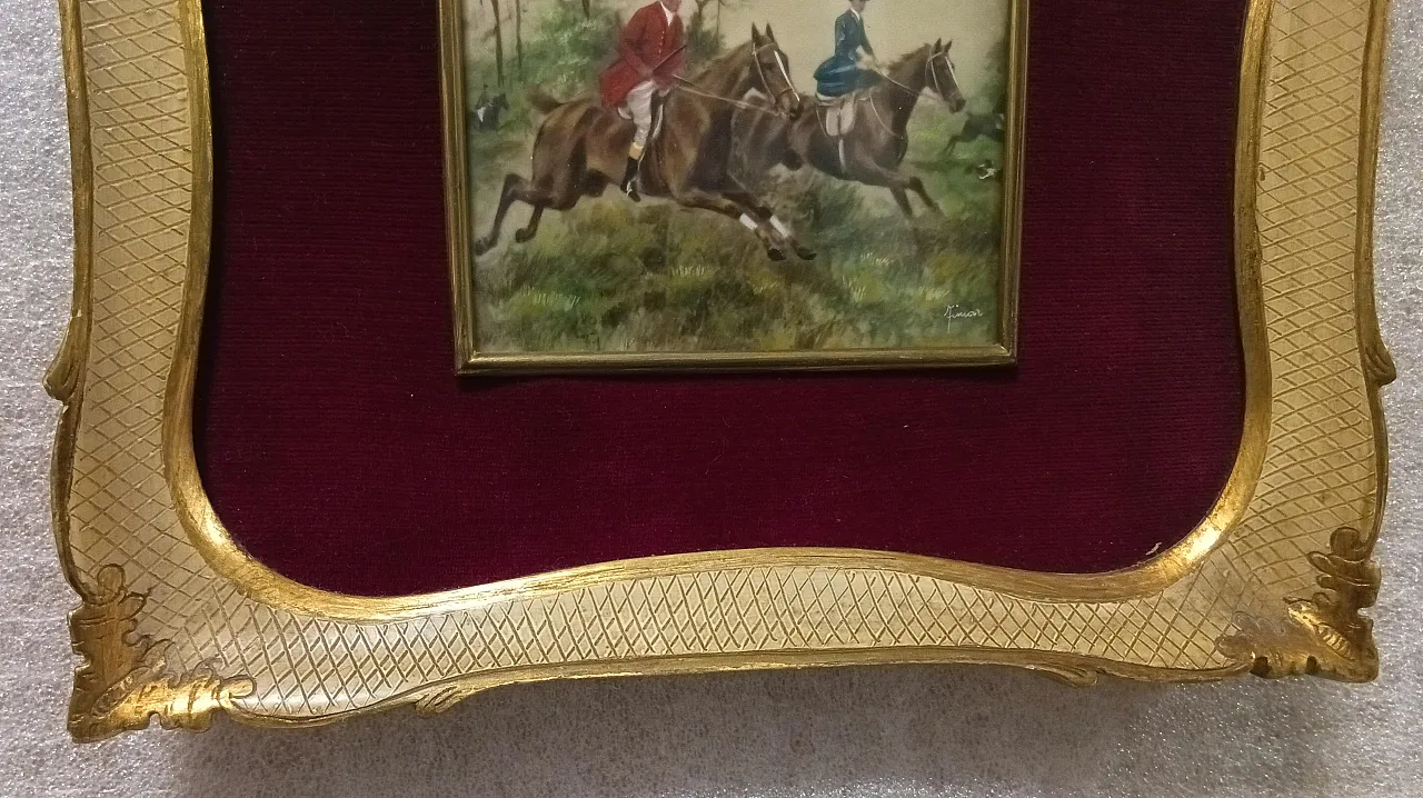 Miniature Hunting Scene, oil on canvas, 19th century 10