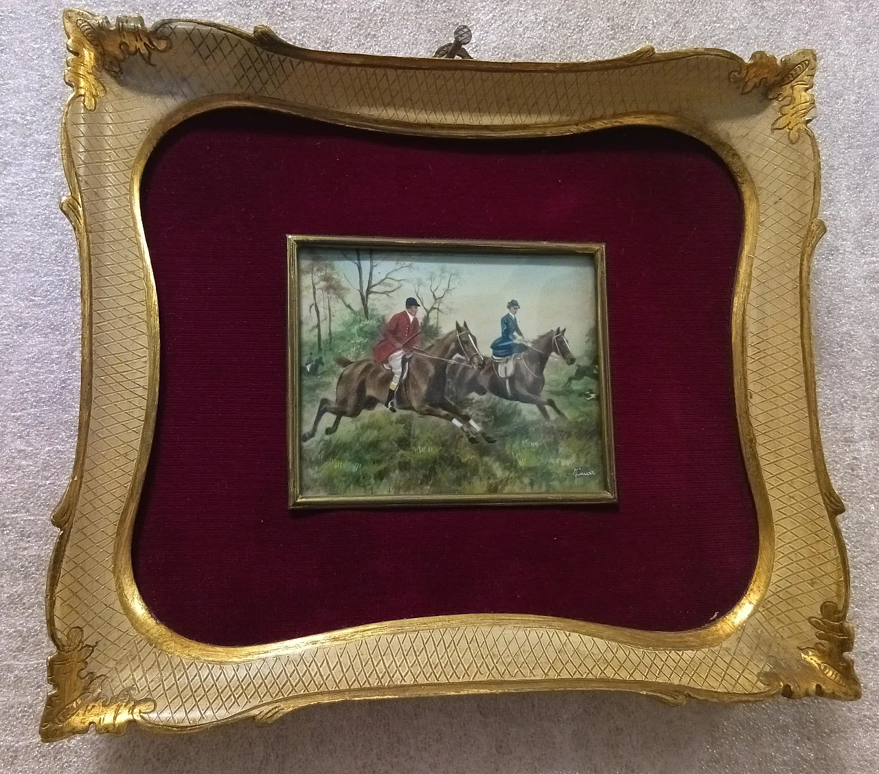 Miniature Hunting Scene, oil on canvas, 19th century 11