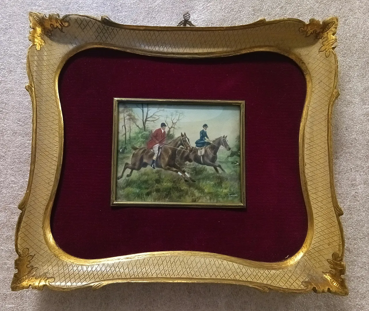 Miniature Hunting Scene, oil on canvas, 19th century 12