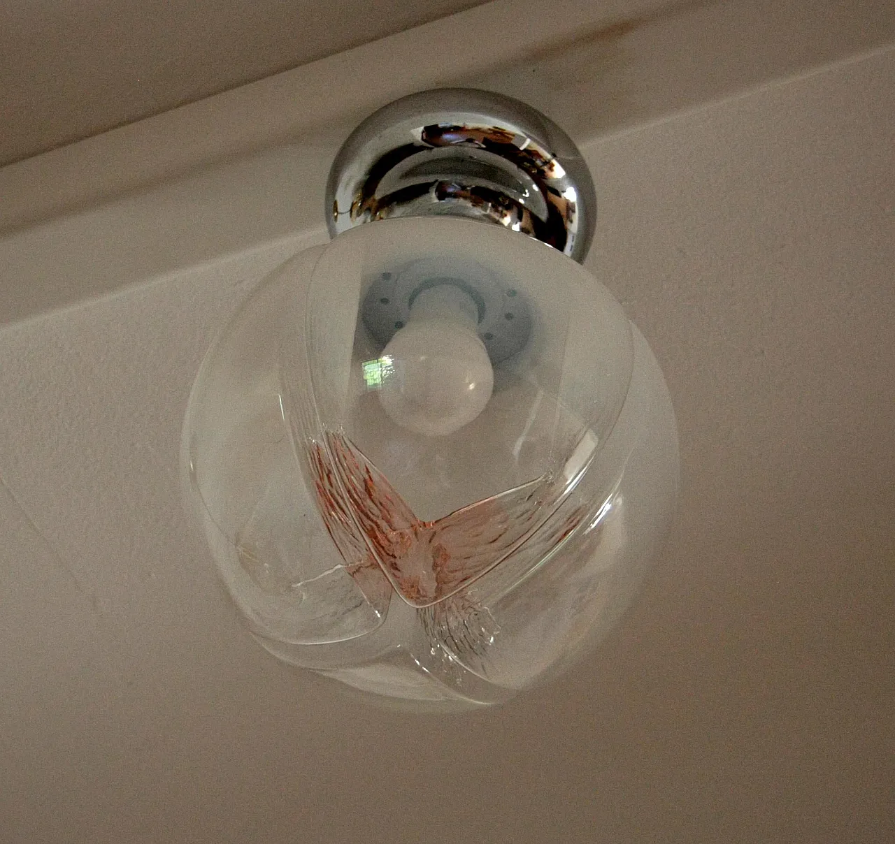 Chromed ceiling lamp in Murano blown glass, 1960s 4
