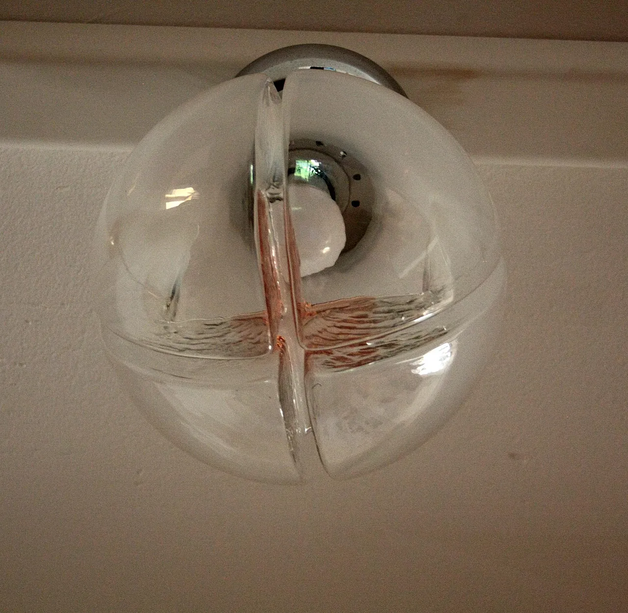 Chromed ceiling lamp in Murano blown glass, 1960s 5