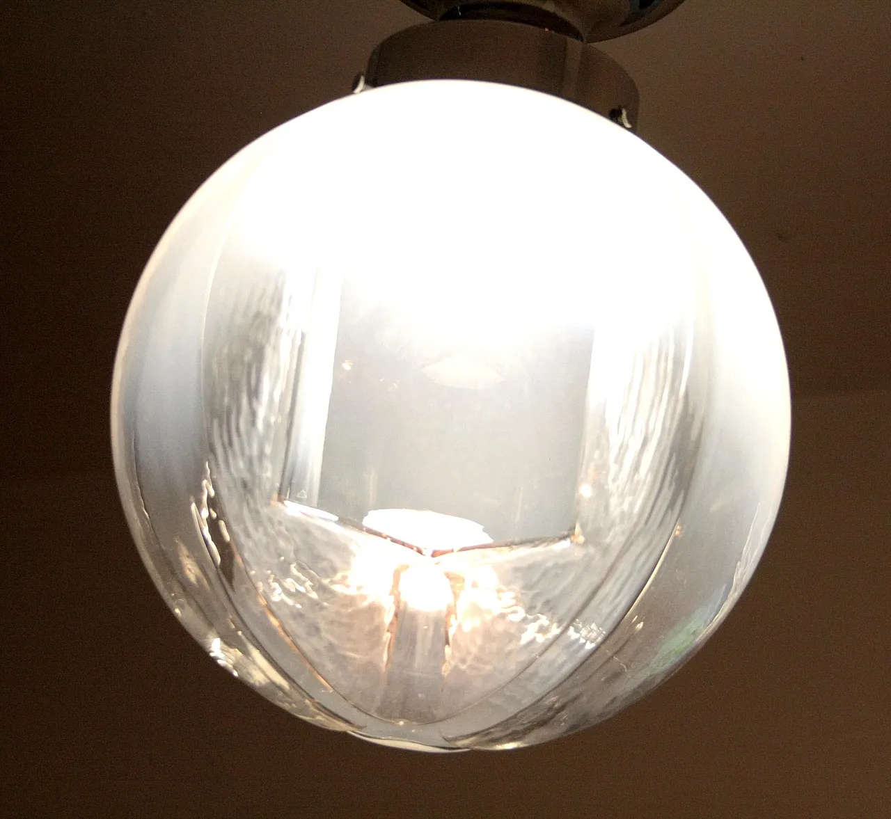 Chromed ceiling lamp in Murano blown glass, 1960s 9