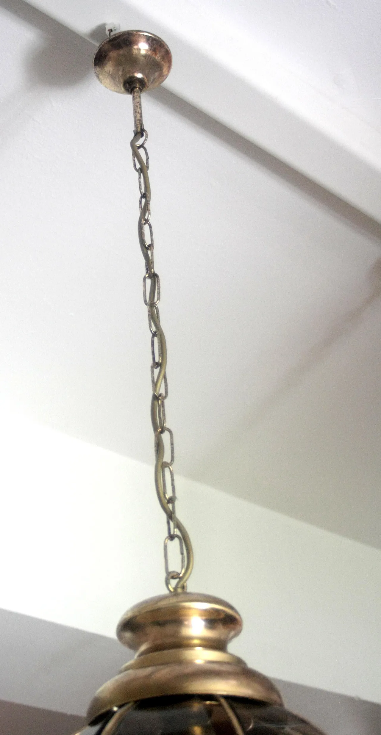 Brass chandelier with segmented smoked glass, late 20th century 8