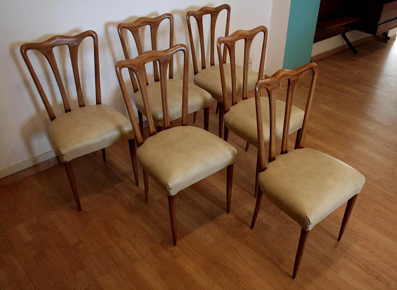 6 Mid-Century Modern chairs in white faux leather, 1960s 6
