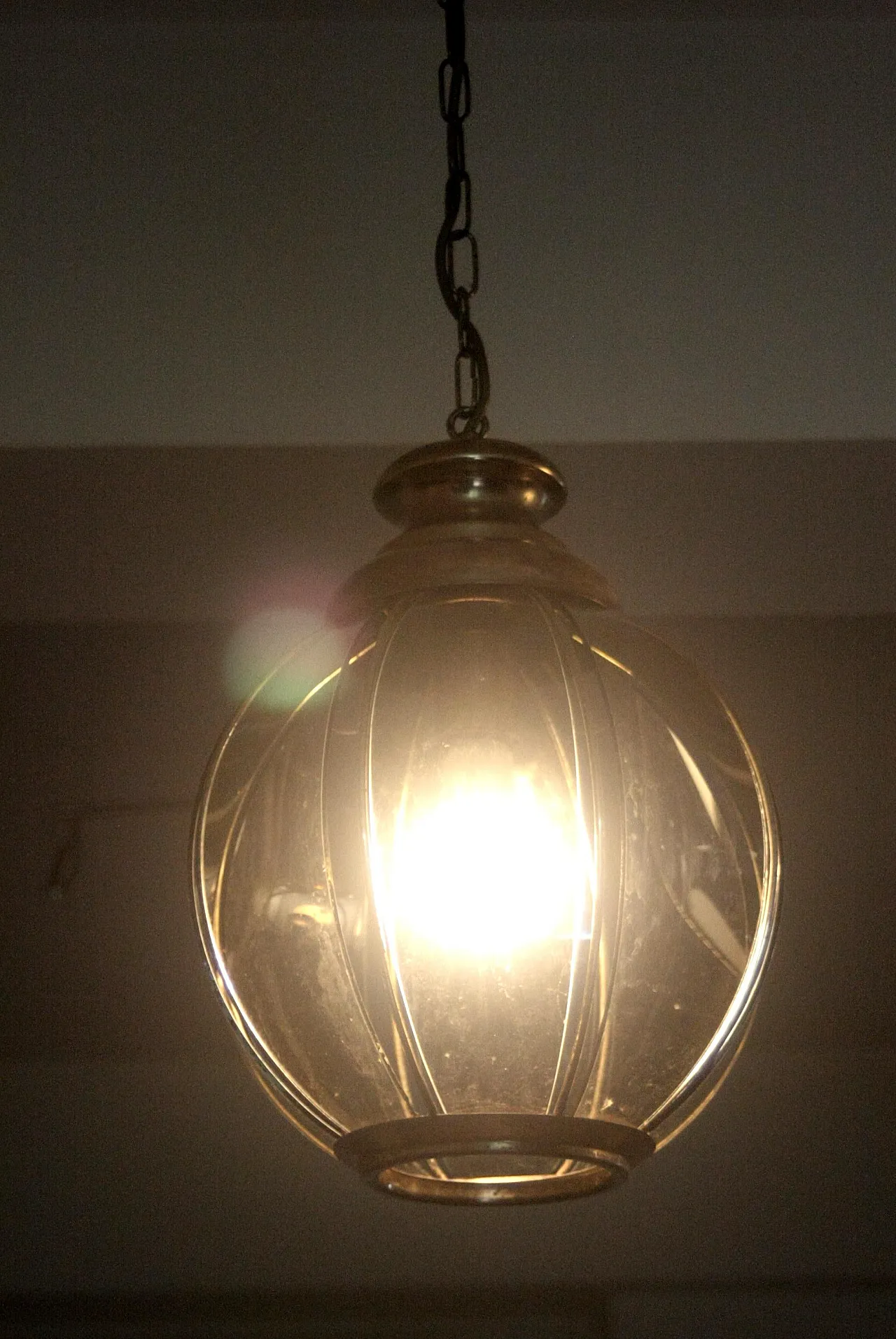 Brass chandelier with segmented smoked glass, late 20th century 13